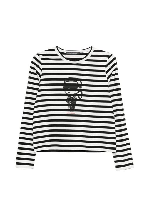 T-shirt donna manica lunga a righe Karl Lagerfeld | A1W171379335